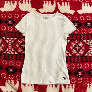 Girls Abercrombie & Fitch White Ribbed Shirt
